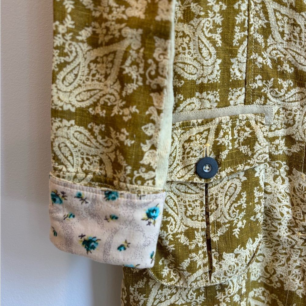 FREE PEOPLE Tan Floral Damask Trench Size XS - Picture 5 of 11